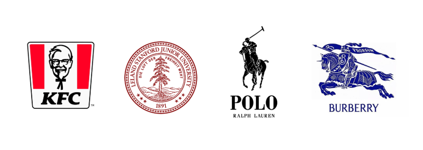 Logo of KFC, Stanford, Ralph Lauren, Burberry