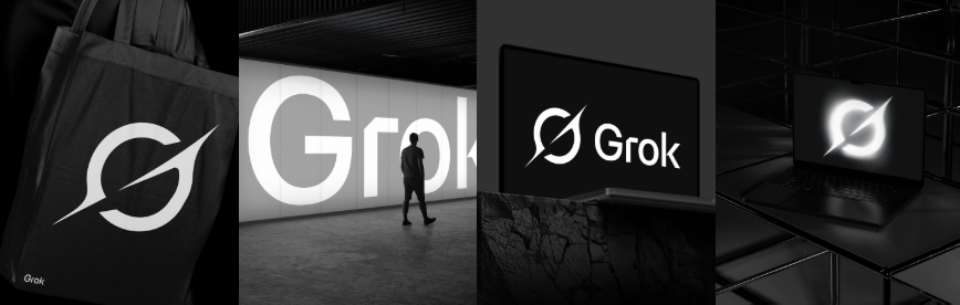 The Grok logo displayed across various digital platforms.