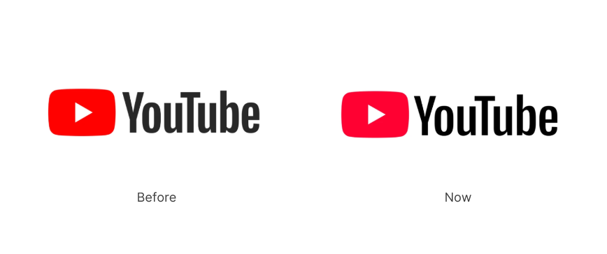 A comparison of the previous YouTube logo and the updated 2025 version. 