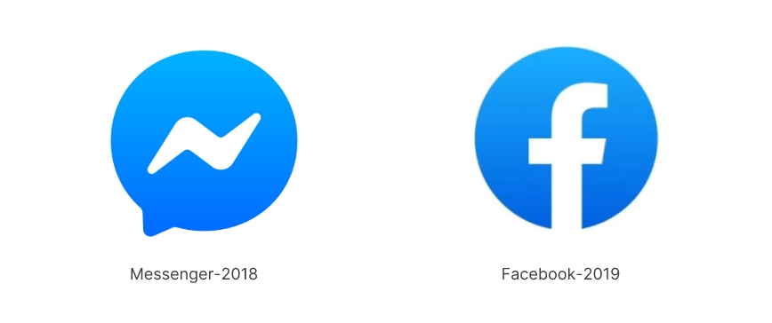 2018 Messenger Logo and 2019 Facebook logo