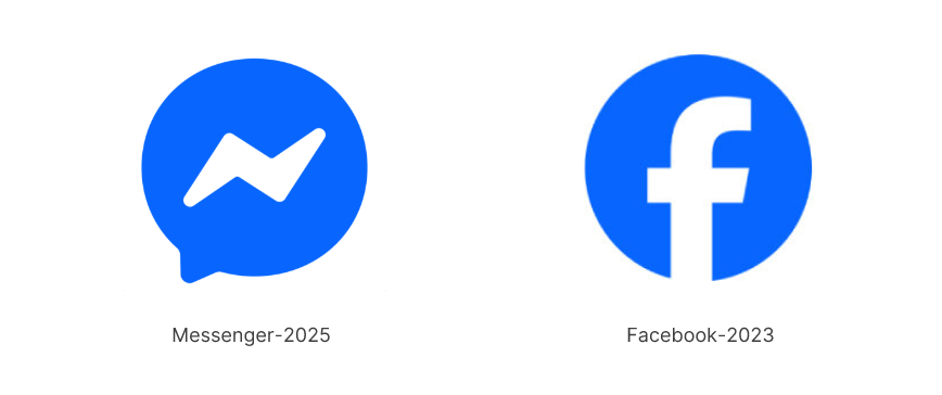 2025 Messenger Logo and 2023 Facebook logo