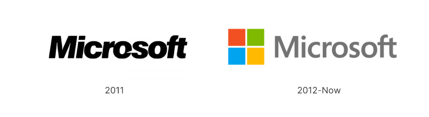 Microsoft's Window to Change : Comparison of the 2011 and 2012 Microsoft logos