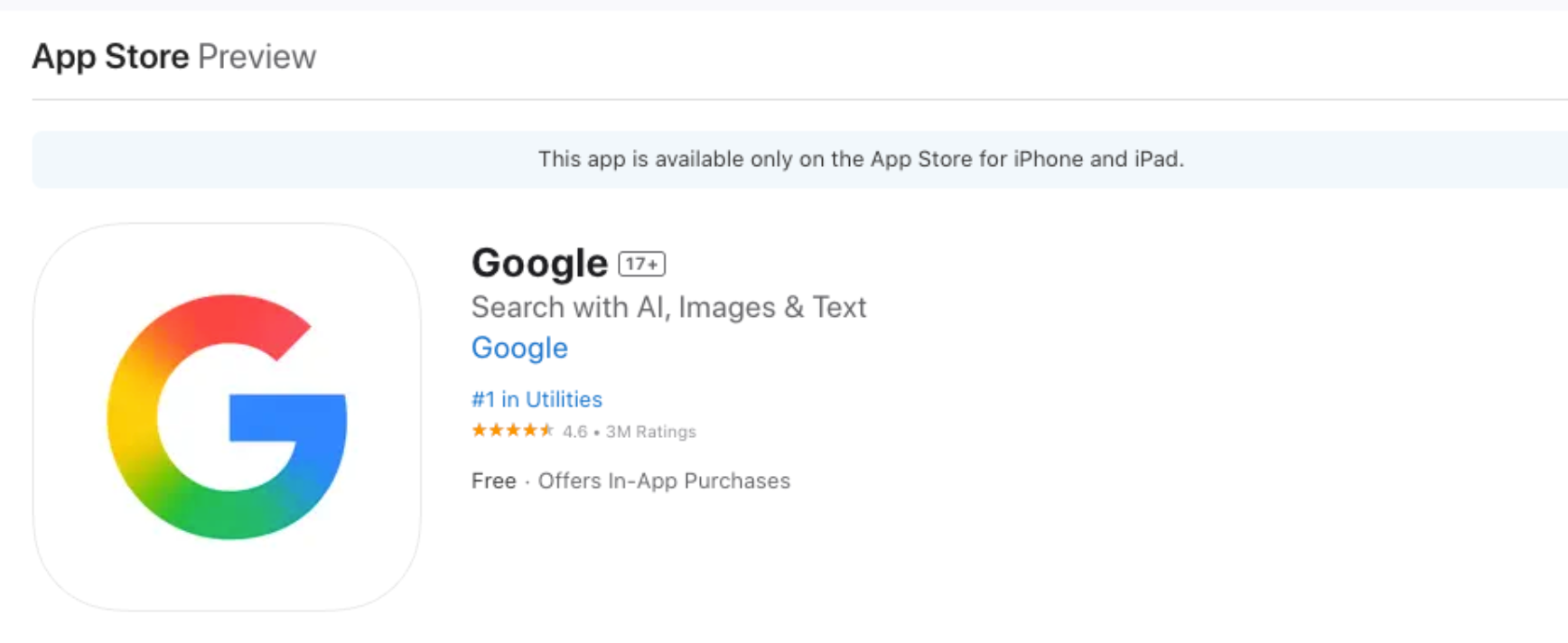 Google iOS store screenshoot