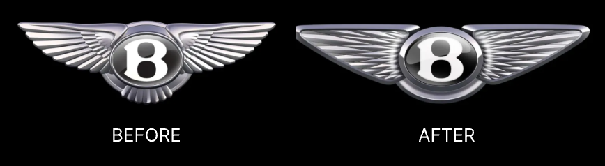 Bentley's old logo design VS new logo design