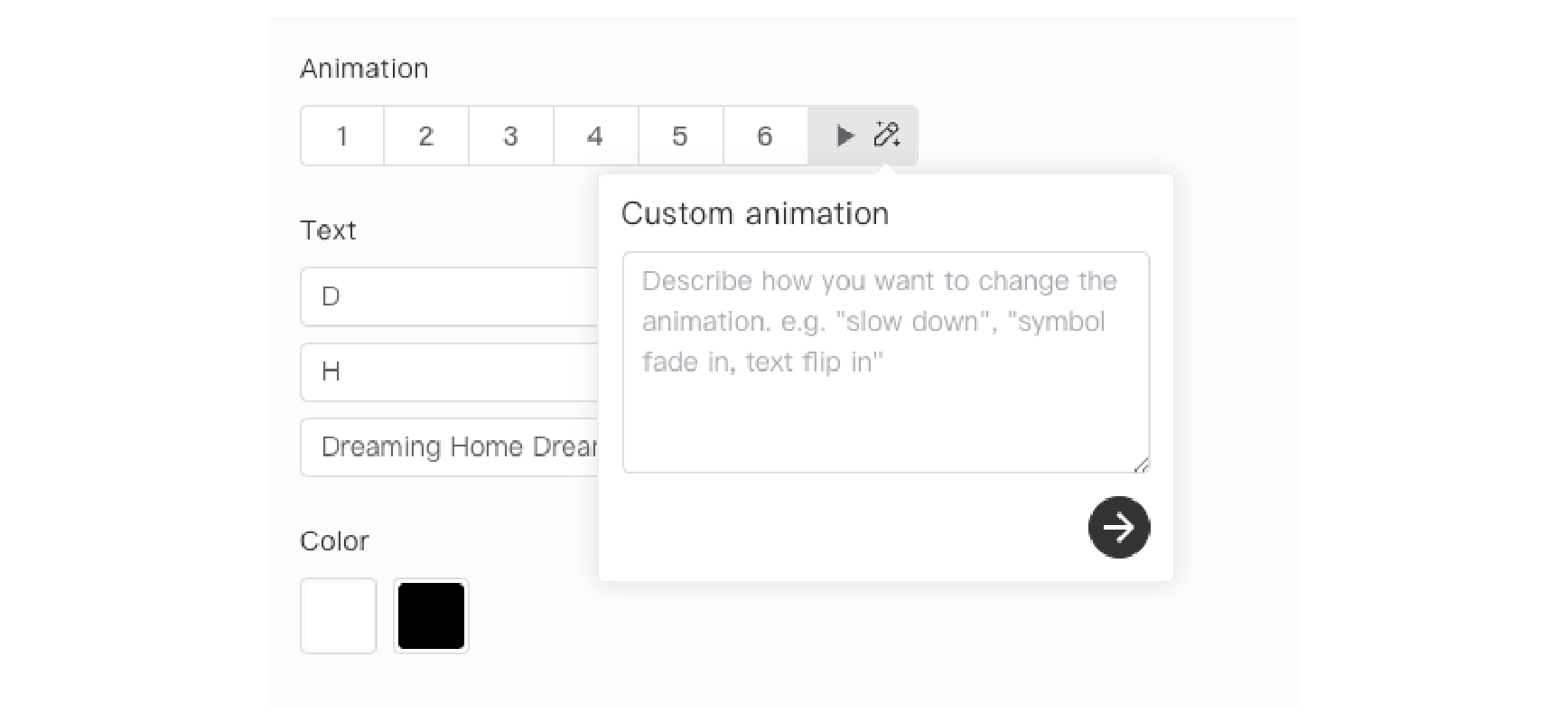 customize animation with prompt