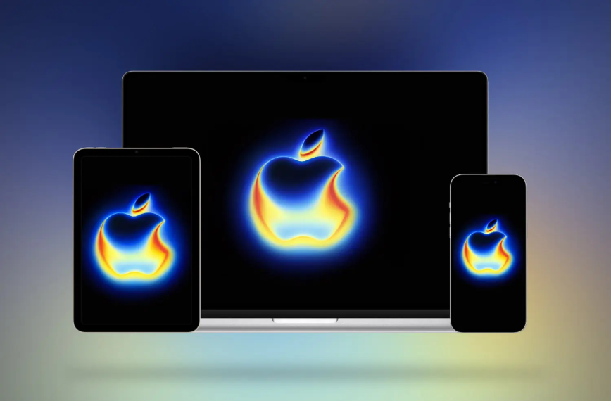Apple 2025 event logo displayed on iPhone, iPad, and Mac screens demonstrating responsive design
