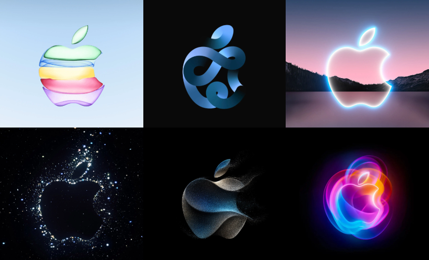 Historical logos from past Apple autumn events evolution 2019-2024