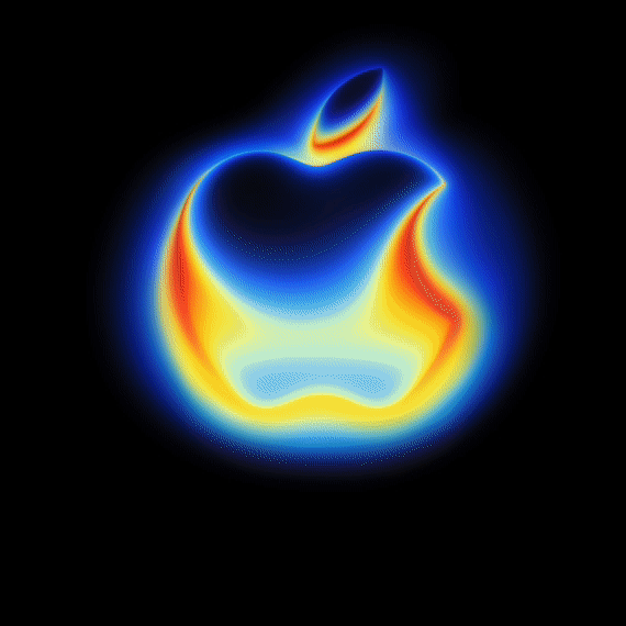 Interactive dynamic logo for Apple 2025 autumn event showing fluid color transitions