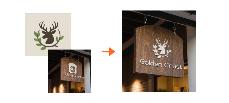 logo mockup Prompt-Replace the logo on the signboard with white color