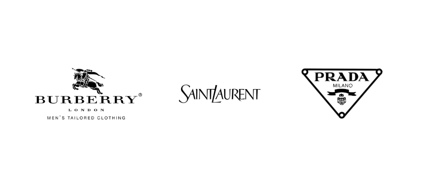 Burberry knight emblem, Saint Laurent, Prada minimalist revival logo 2025