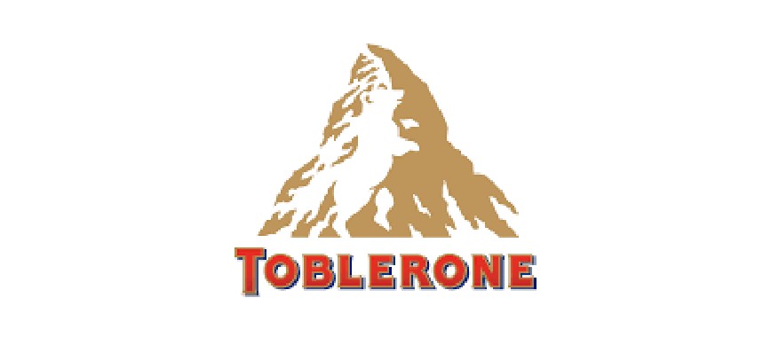 Toblerone Logo – A discreet bear outline within the mountain symbolizes the brand’s deep-rooted connection to its Swiss origins.