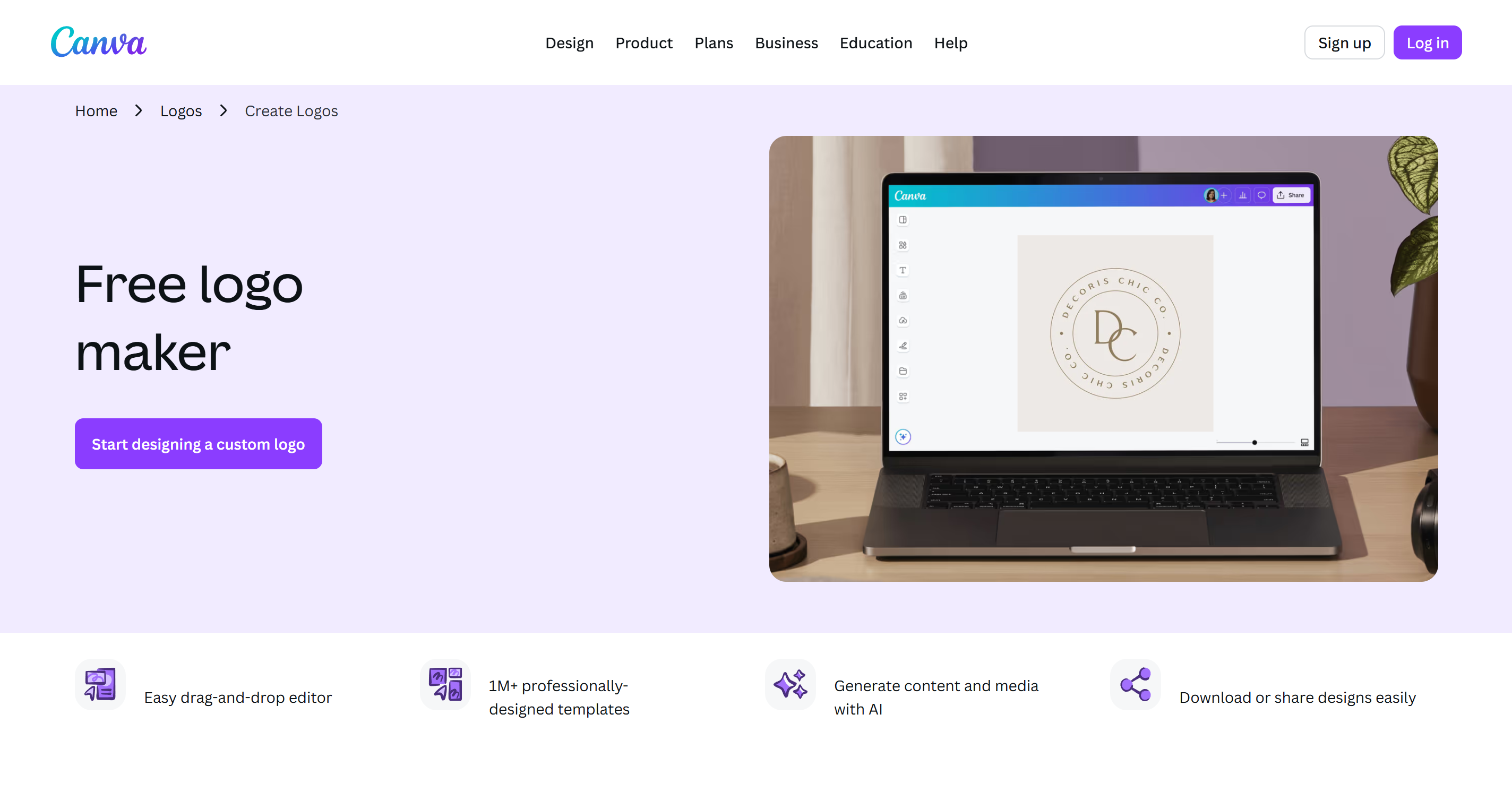 Canva AI logo generator interface showing template suggestions