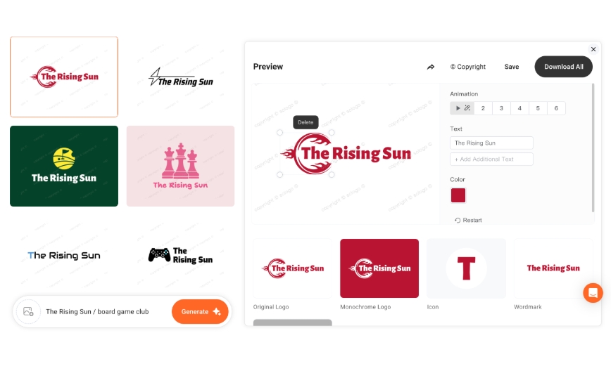 Sologo AI's custom logo editor