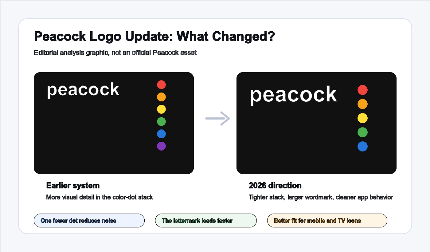 Peacock logo update analysis board