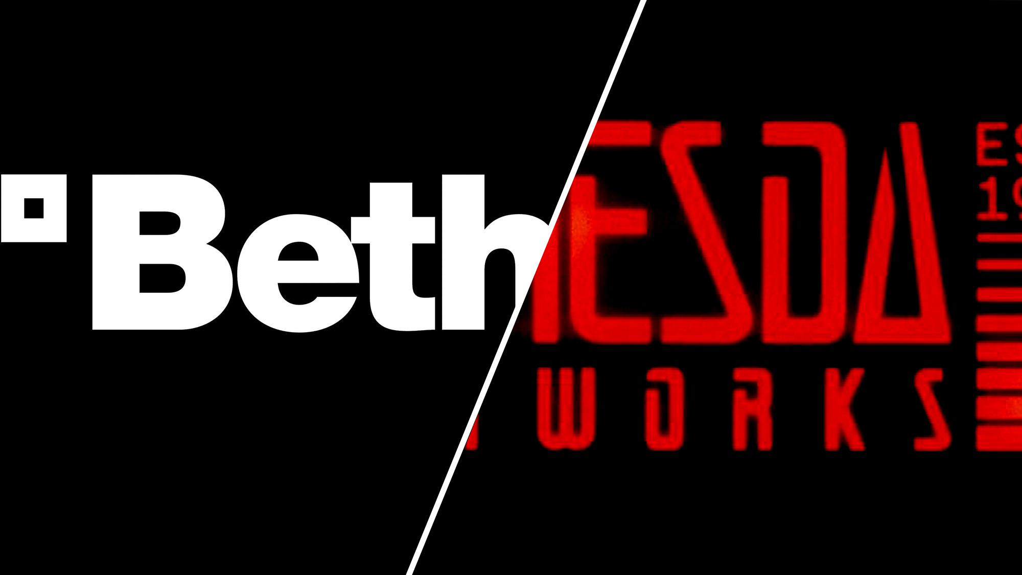 Bethesda historical and 40th anniversary gaming logo comparison