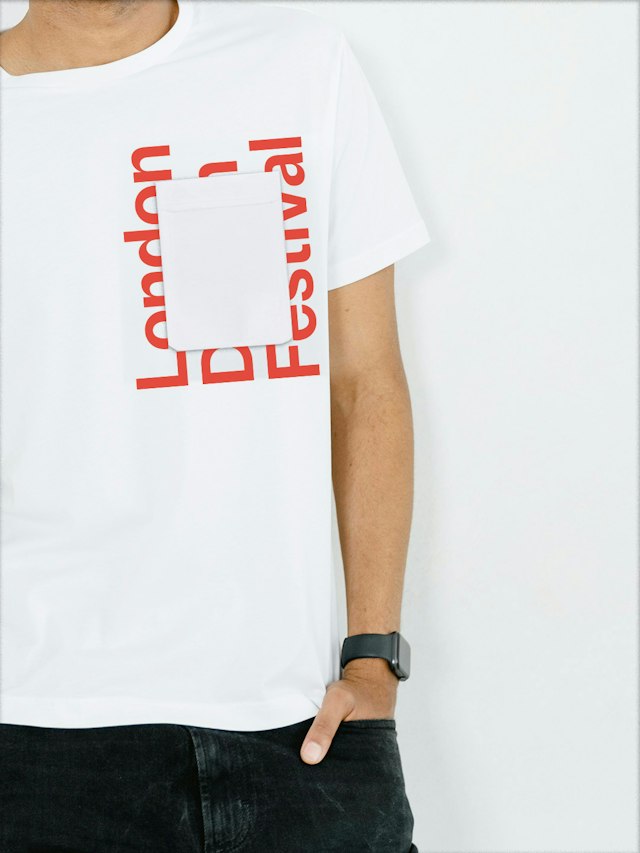 A T-shirt carries the framing gesture without a project photograph. Image: Pentagram / London Design Festival.