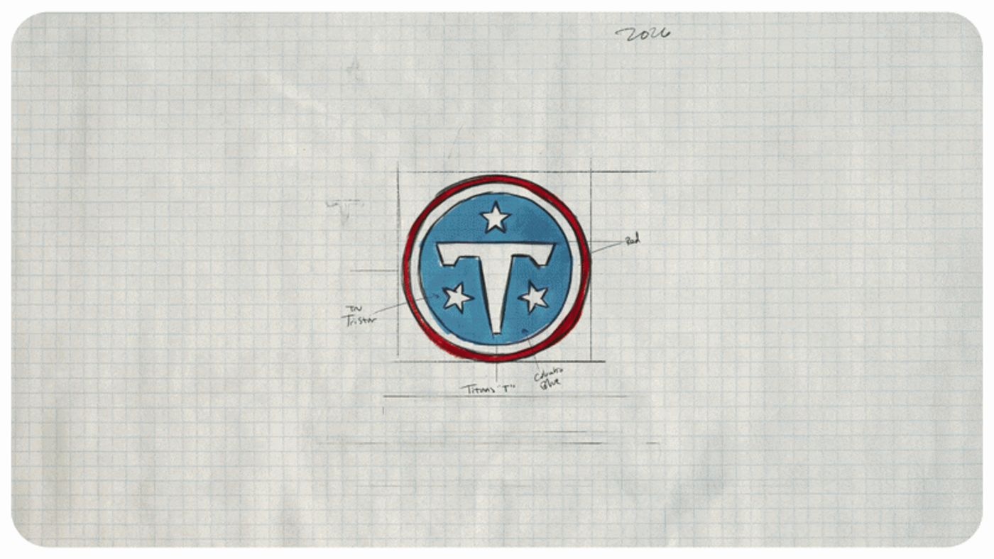 A still from the team’s official logo construction animation. Image: Tennessee Titans.