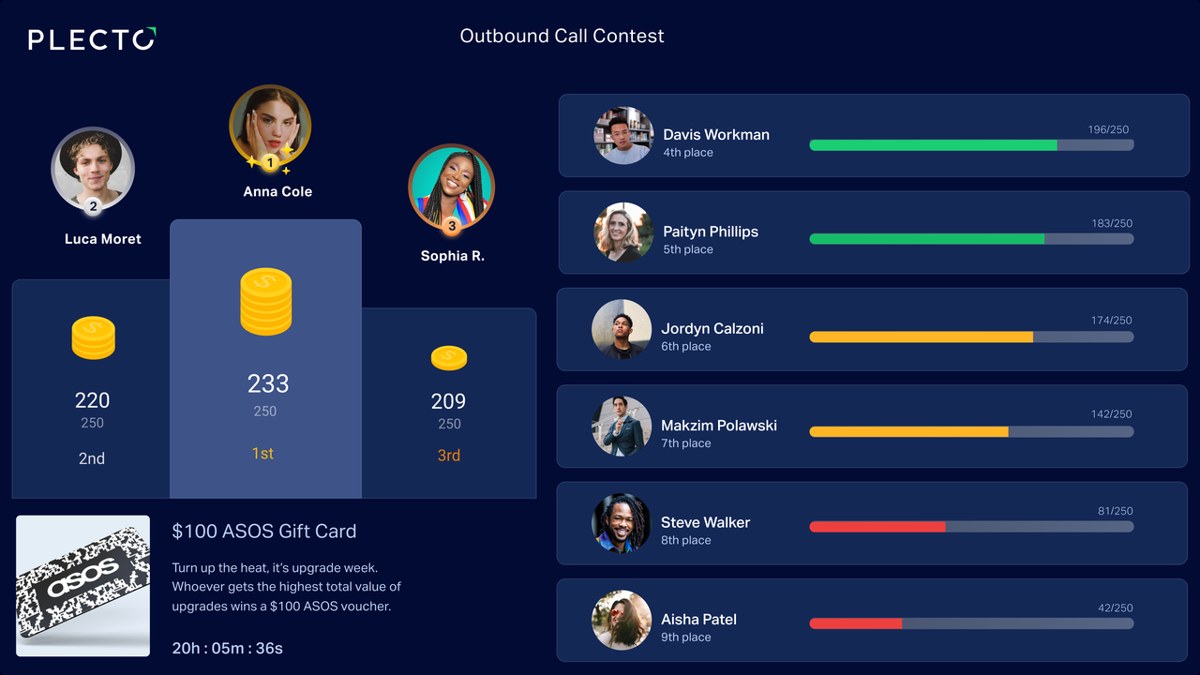 Plecto sales contest interface shown on its official website