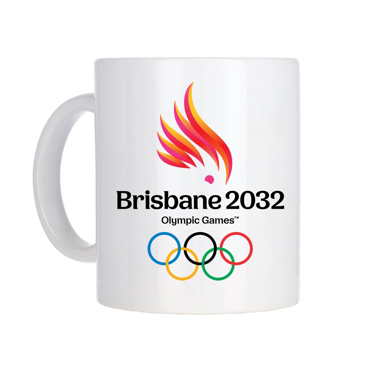 Official Brisbane 2032 Olympic emblem printed on licensed mug