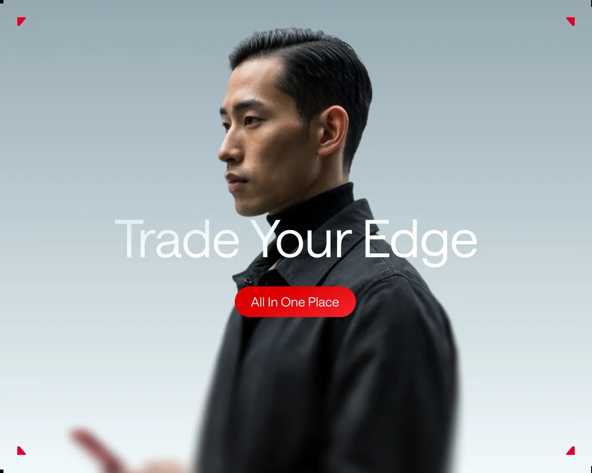 Axi regional campaign image with brand persona and Trade Your Edge line