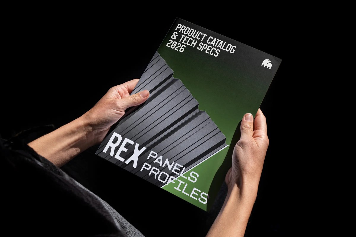 REX product catalogue showing the new identity on a technical sales piece