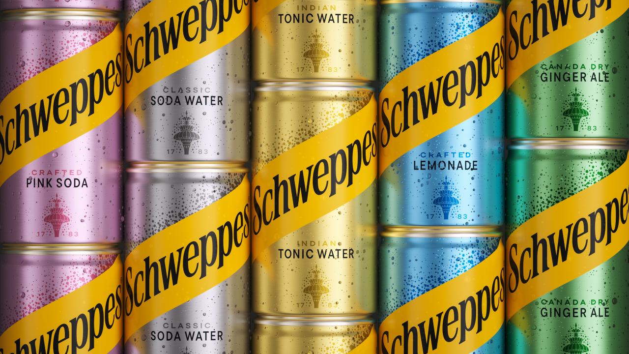 Schweppes refreshed packaging system (source: Creative Boom)